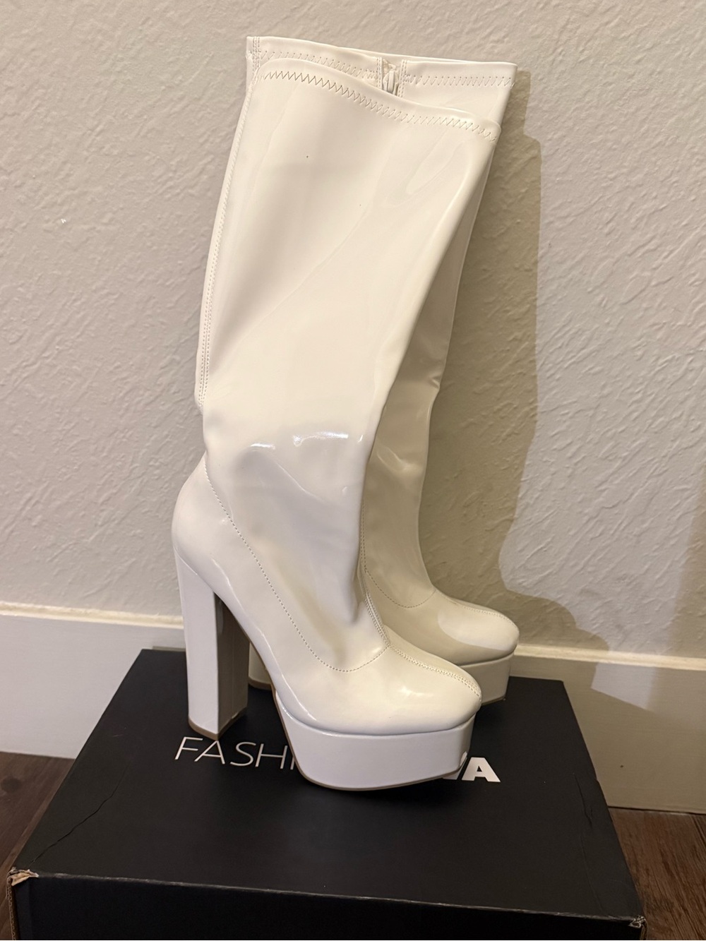 White Platform Knee-High Women's Boots
